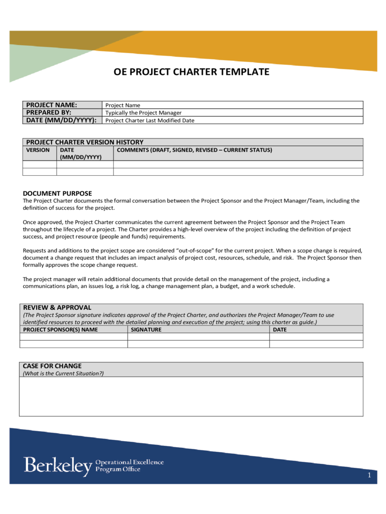 OE Project Charter Template - University of California, Berkeley