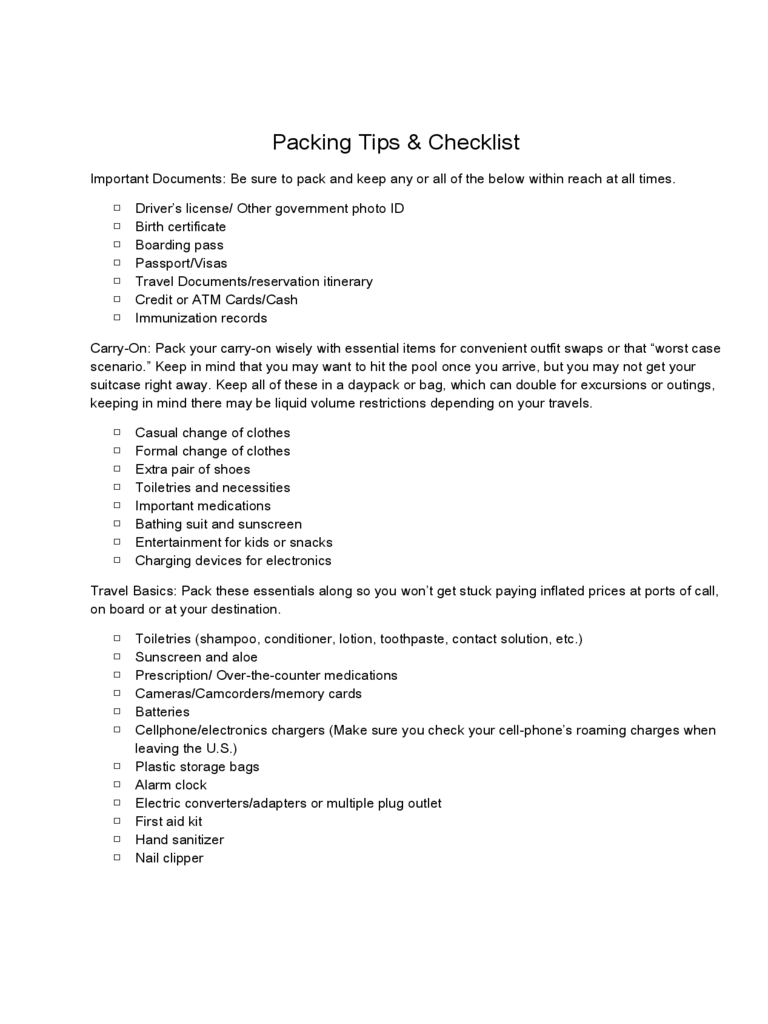 Packing Tips and Checklist for Travel