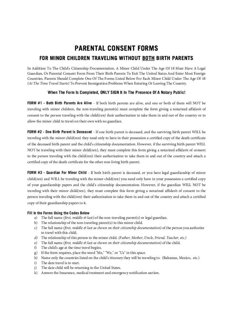 Parental Consent Form for Child Travel