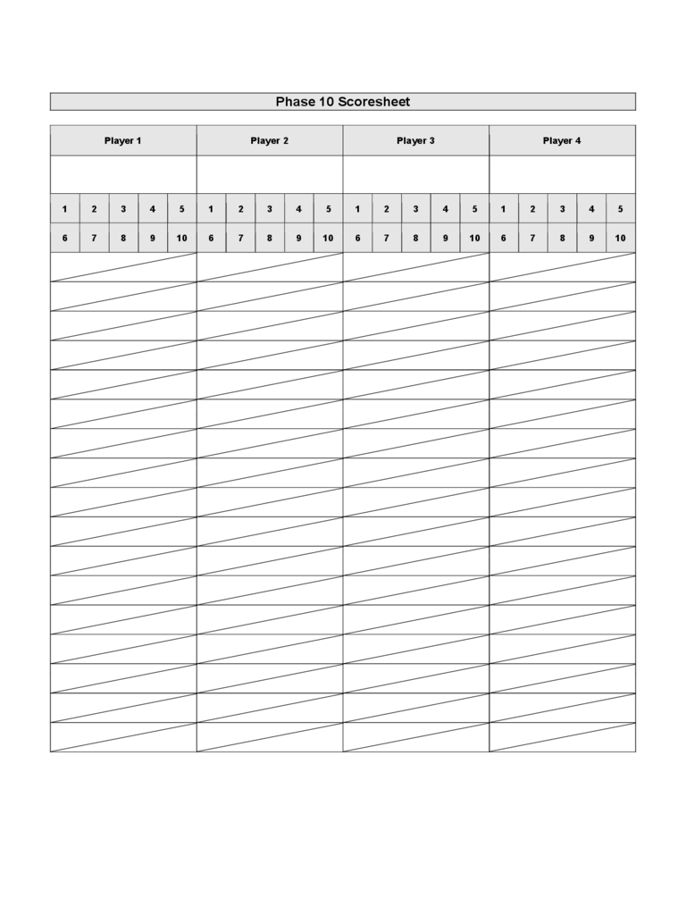 Phase 10 Score Sheet Sample