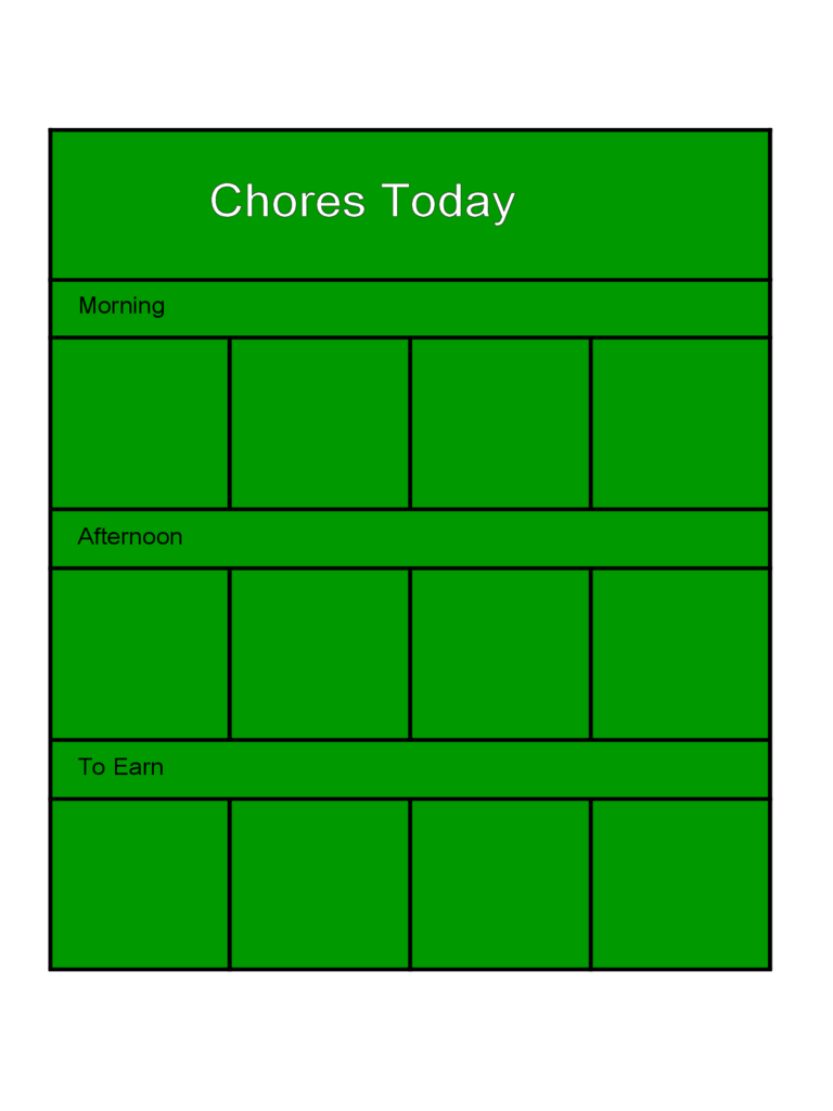 Preschool Kids Chore Chart Template