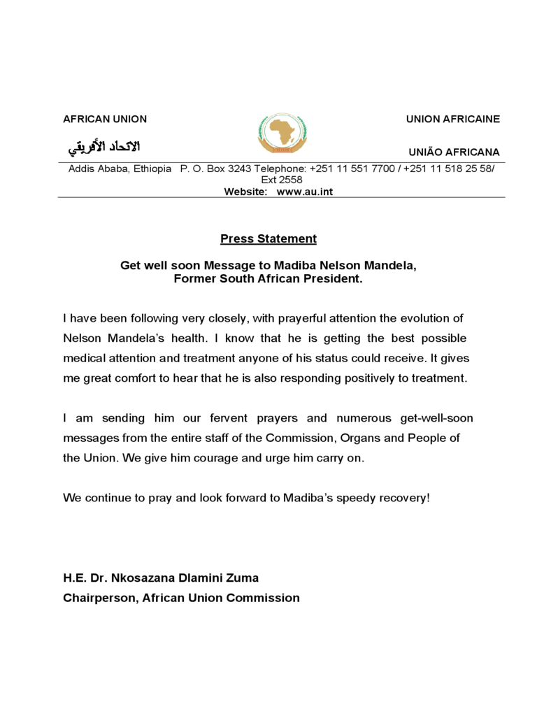 Press Statement Get Well Soon Message