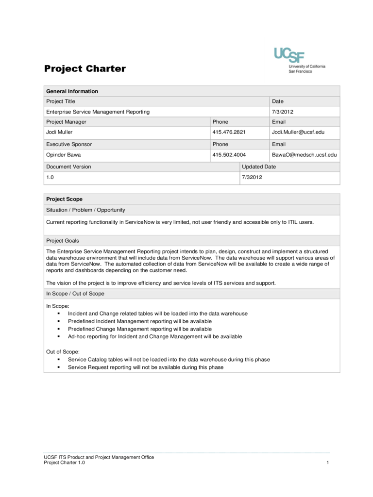Project Charter Template - University of California