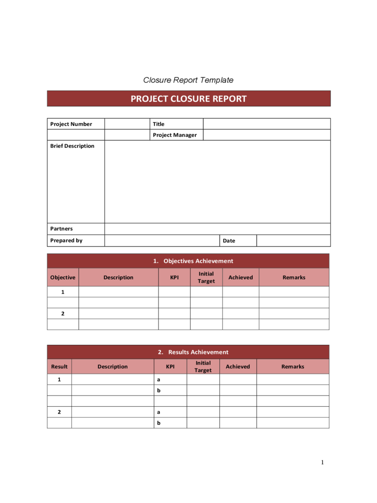 Project Closure Report Template