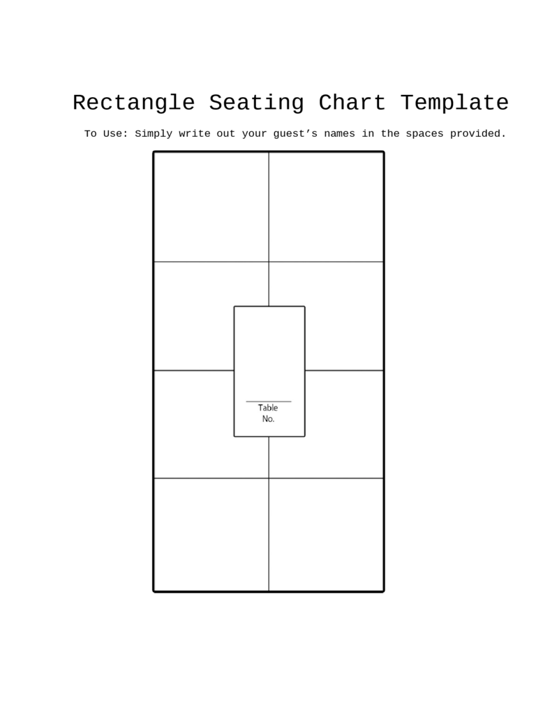 Rectangle Seating Chart Template