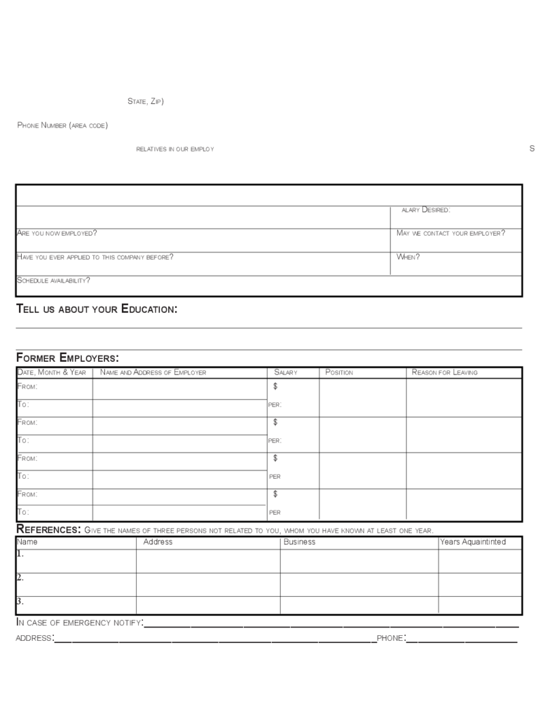 restaurant job application form sample edit fill sign online handypdf