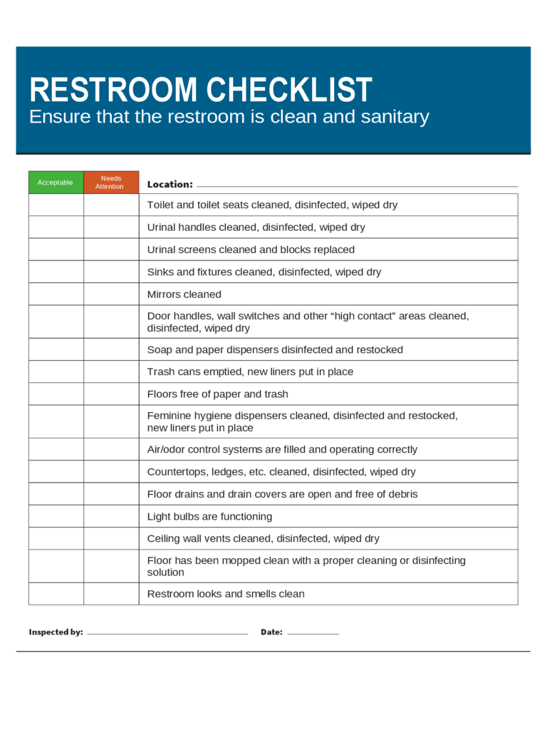 Restroom Checklist Template
