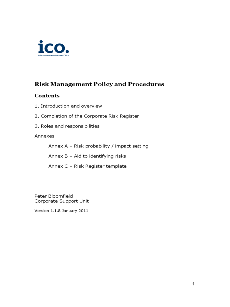 Risk Management Policy and Procedures