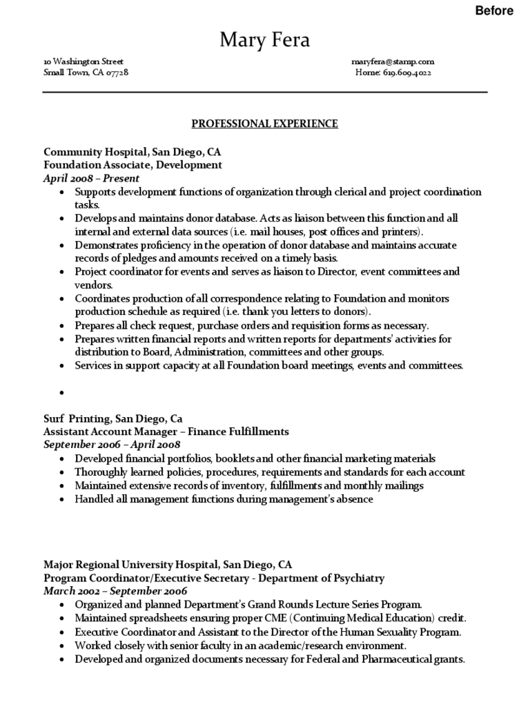 resume template for administrative assistant free