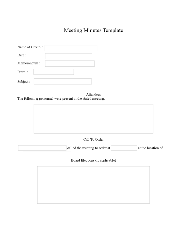 Sample Blank Meeting Minutes Template