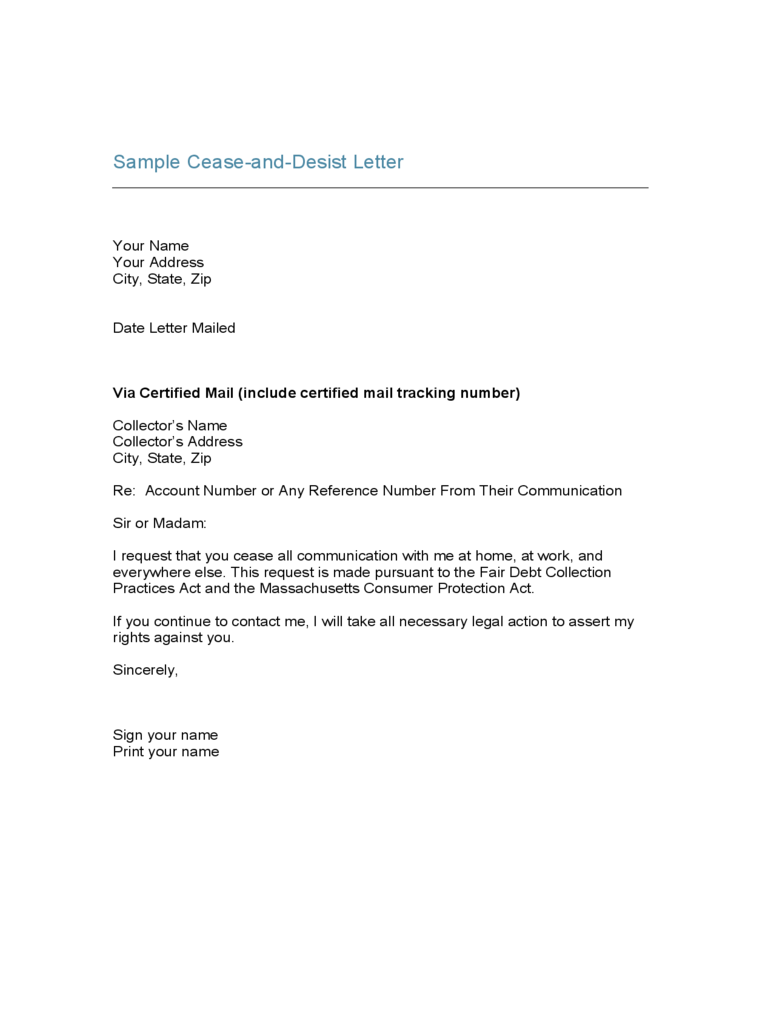 Sample Cease and Desist Letter