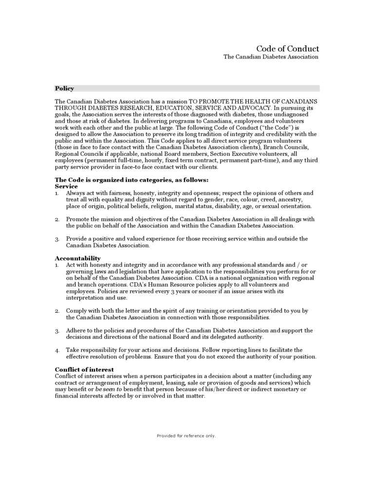 2025 Code Of Conduct Example Fillable Printable PDF Forms Handypdf