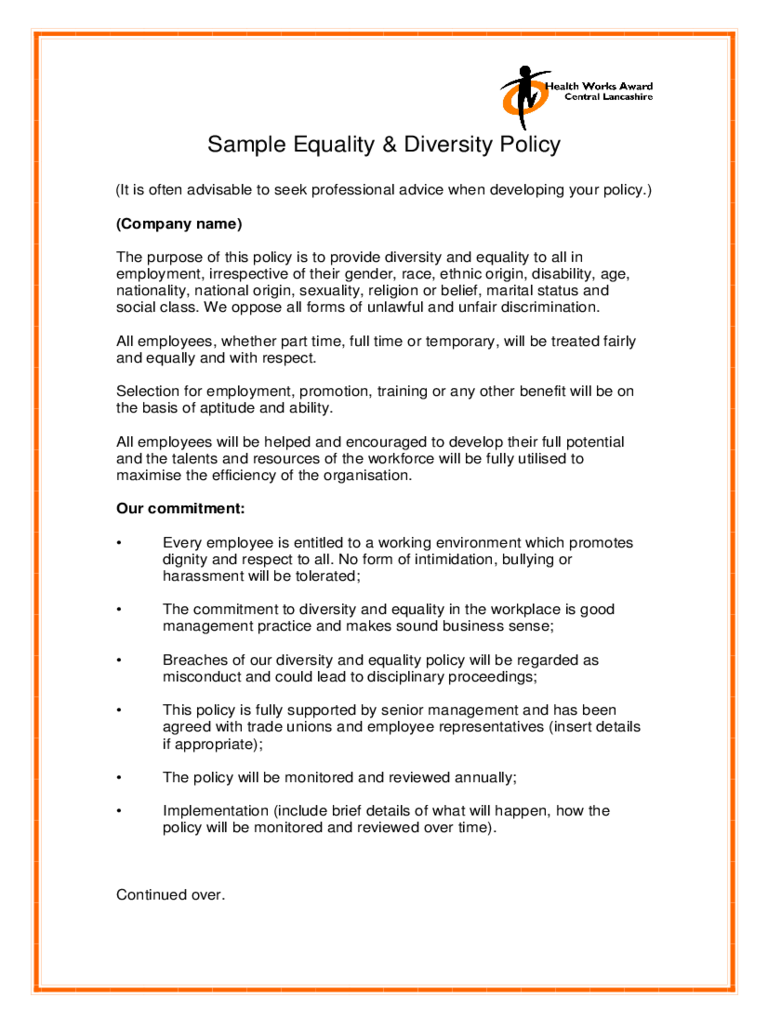 Sample Equality & Diversity Policy