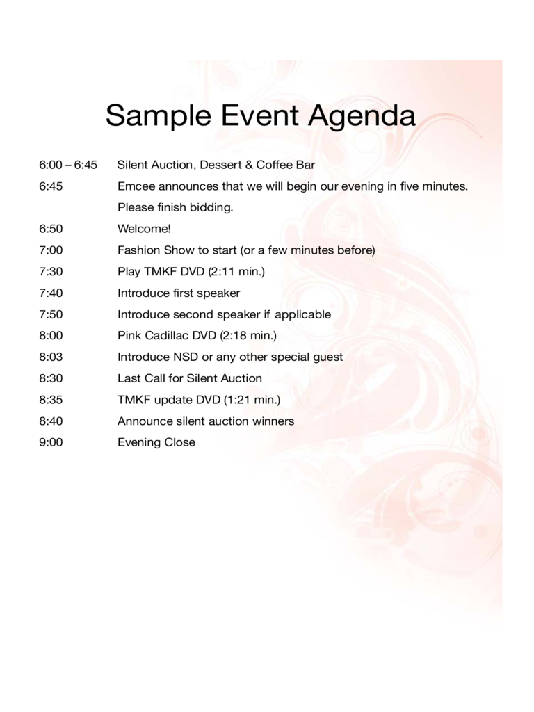 Sample Event Agenda