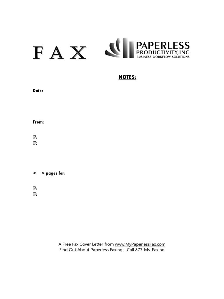 Sample Generic Fax Cover Sheet