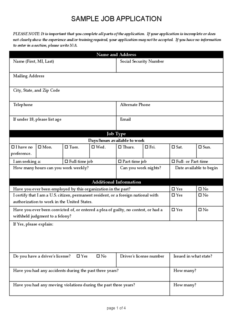 2022 Basic Job Application Form Fillable Printable PDF Forms Handypdf