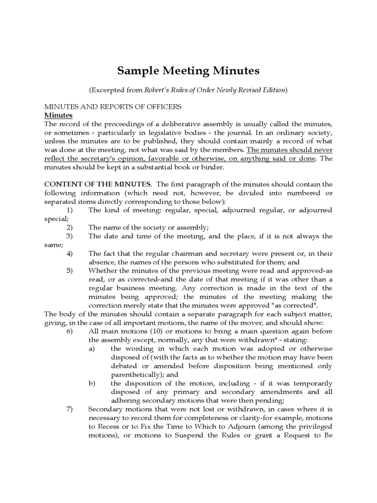 Sample Meeting Minutes - Virginia Union University