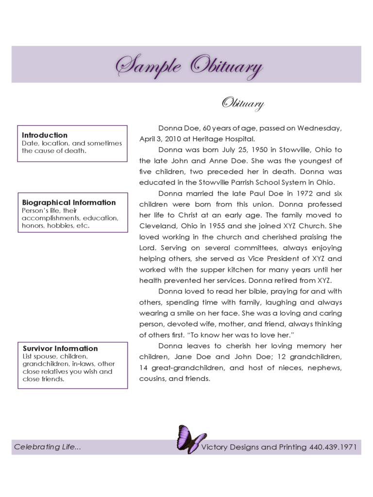 Funeral Obituary Template Fillable Printable Pdf And Forms Hot Sex Picture