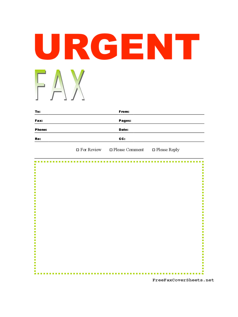 Sample Urgent Fax Cover Sheet