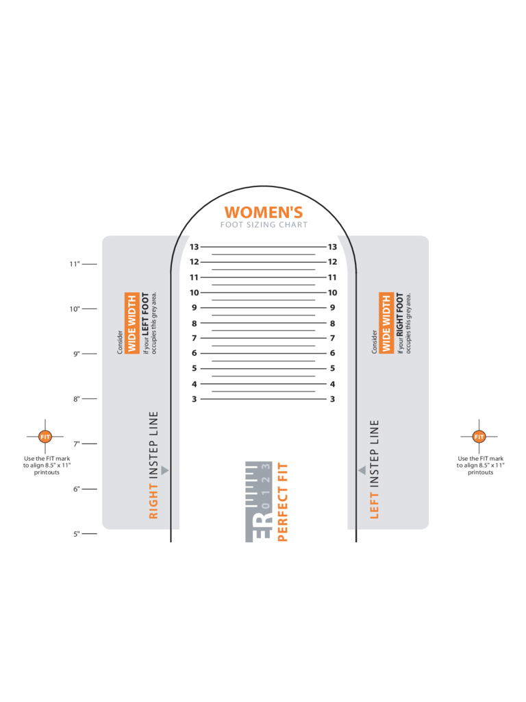 Sample Women's Shoe Sizing Chart