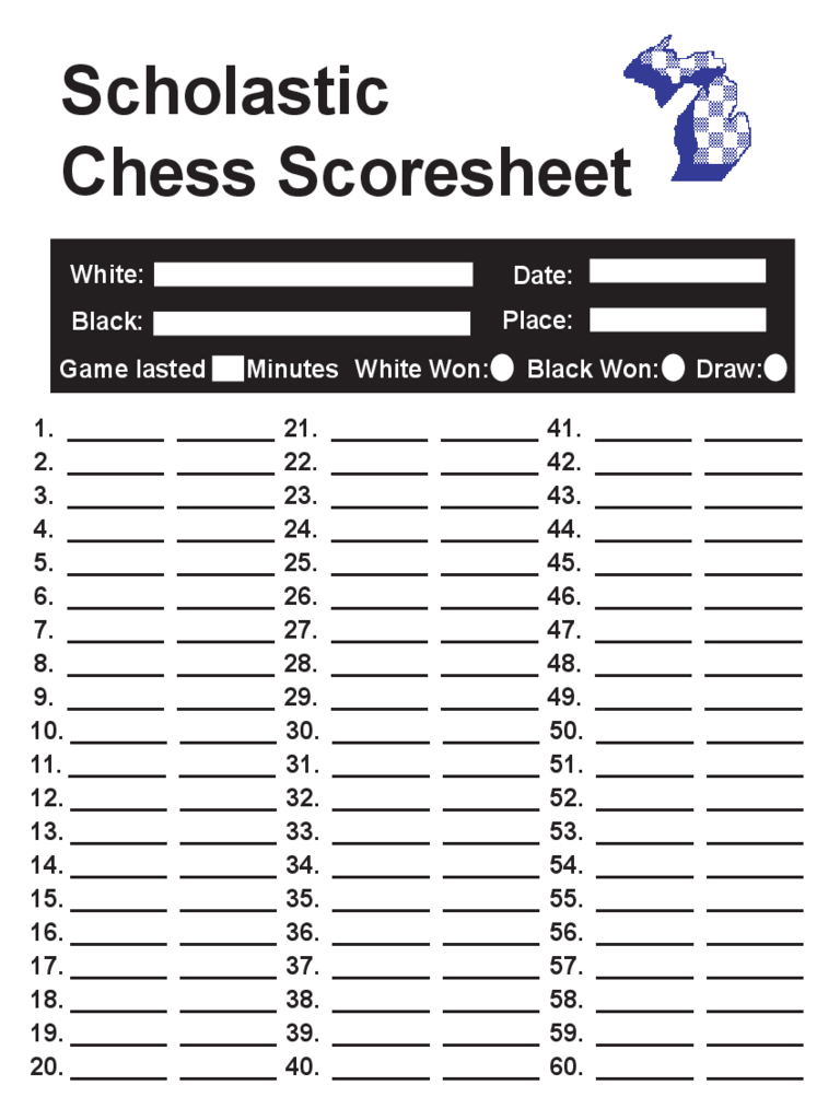 2024 Chess Score Sheet Fillable Printable PDF Forms Handypdf