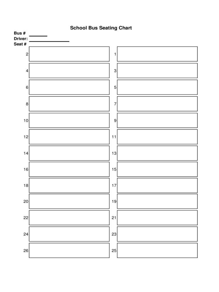 School Bus Seating Chart Printable Template