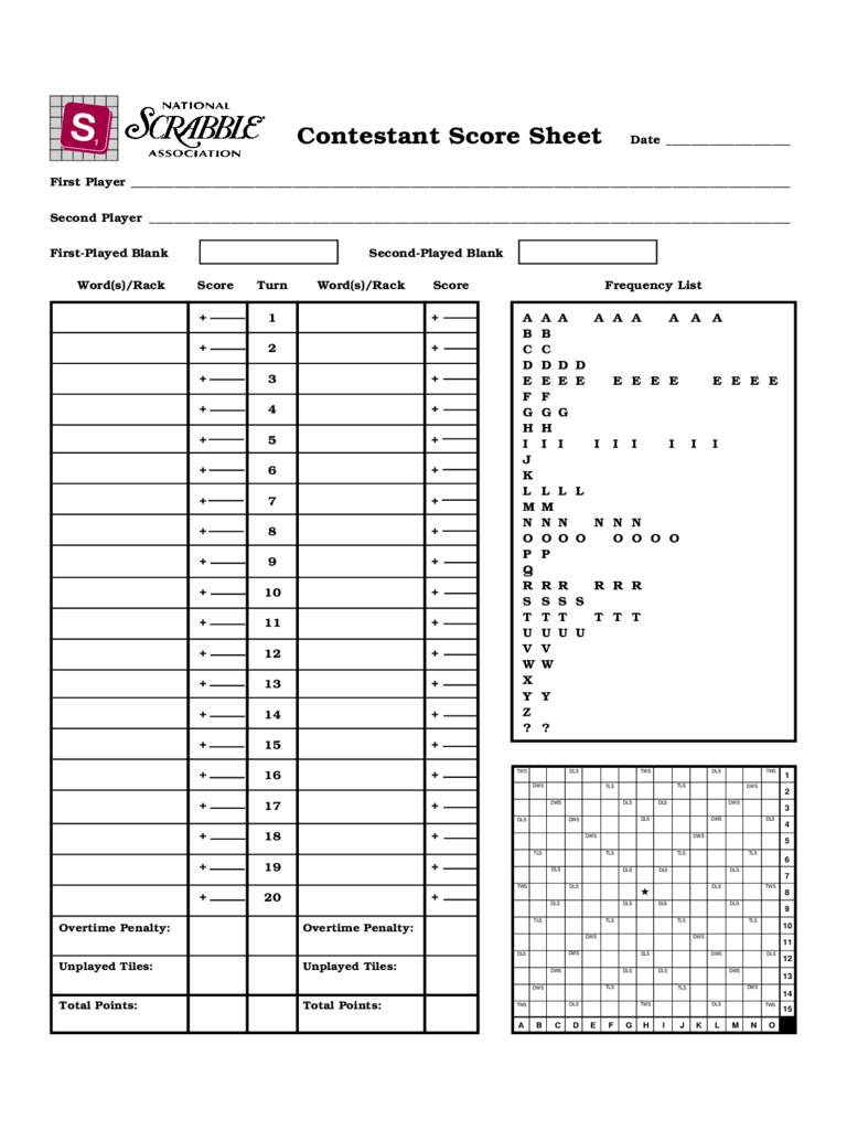 2024 Scrabble Score Sheet Fillable Printable PDF Forms Handypdf