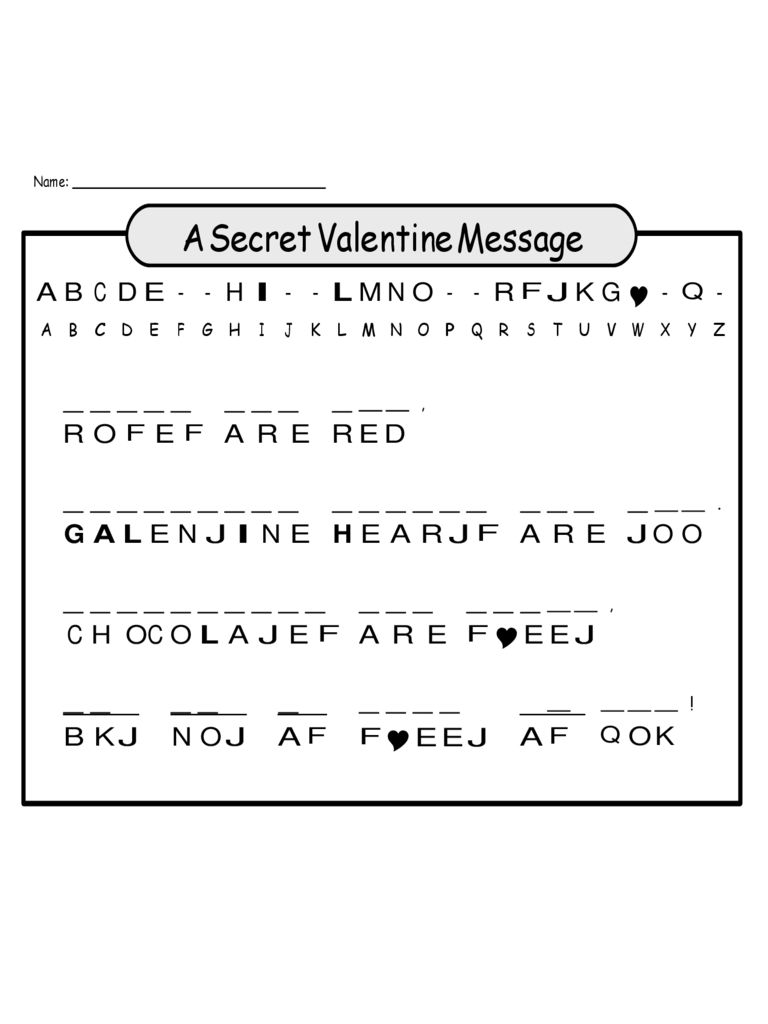 Secret Valentine Message Template