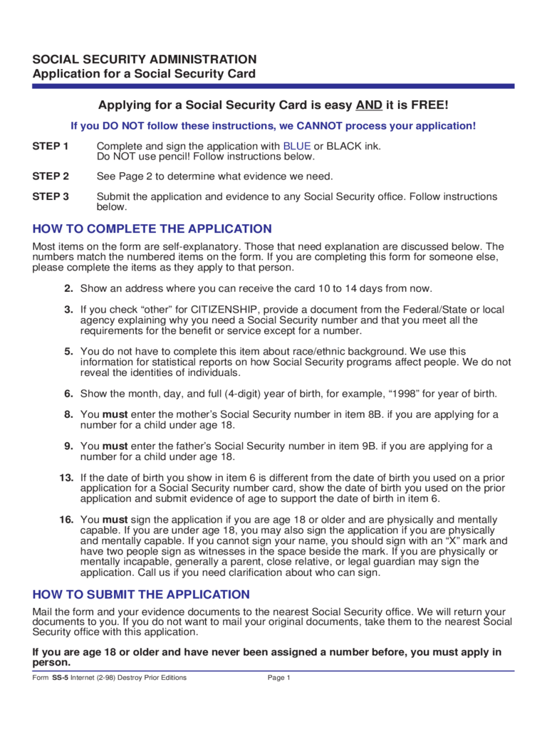 Social Security Card Application Form - Georgia