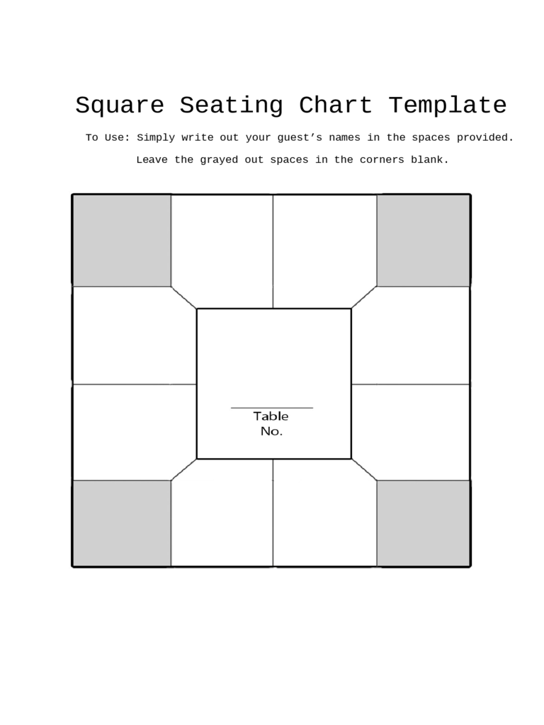 Square Seating Chart Template