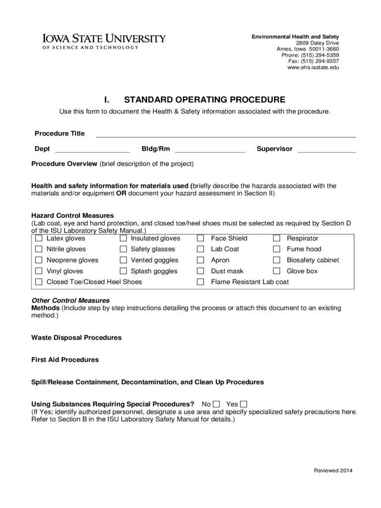 Standard Operating Procedure - Iowa State University