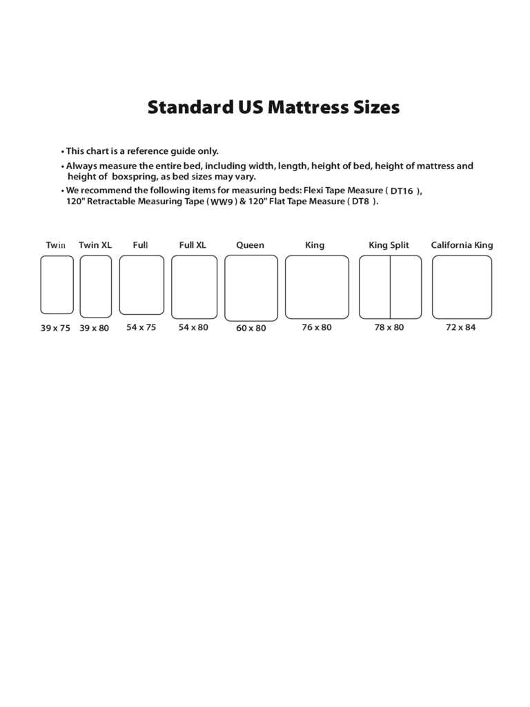 Standard US Mattress Sizes