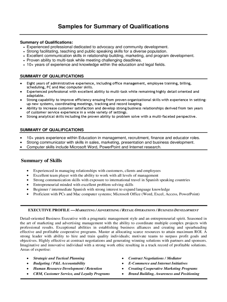 Summary of Qualifications - Northeastern University