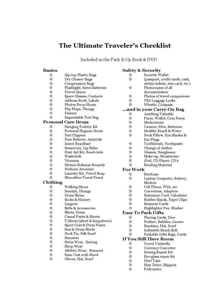 The Ultimate Traveler's Checklist