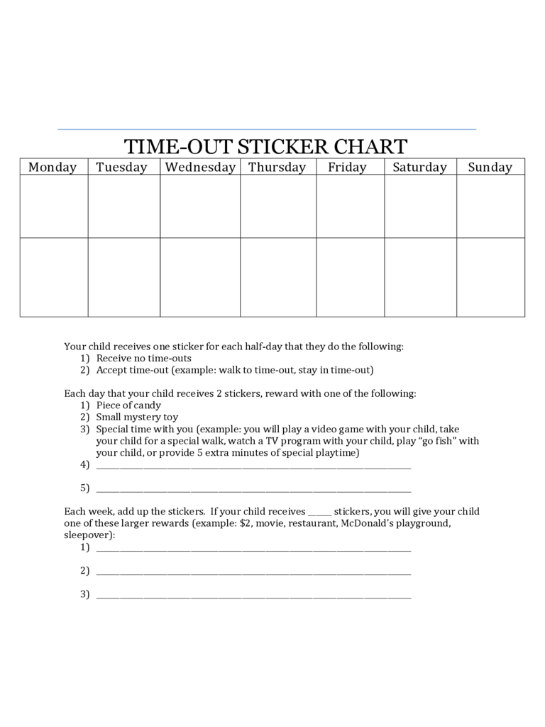 Time-out Sticker Chart