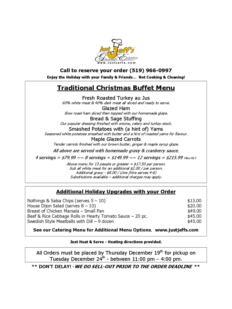 Traditional Christmas Buffet Menu Edit Fill Sign Online Handypdf