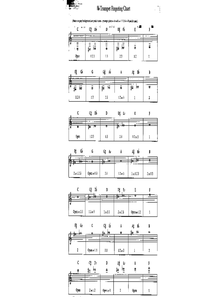 Trumpet Fingering Chart Sample