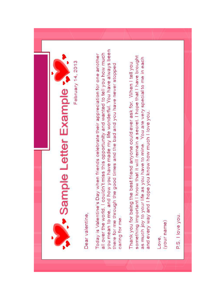 Valentines Letter Sample