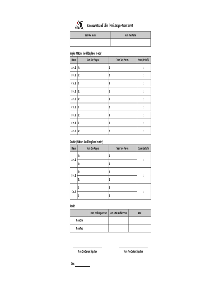 2024 Table Tennis Score Sheet Fillable Printable PDF Forms Handypdf