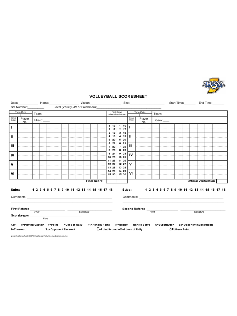 2021 Volleyball Score Sheet Fillable, Printable PDF & Forms Handypdf