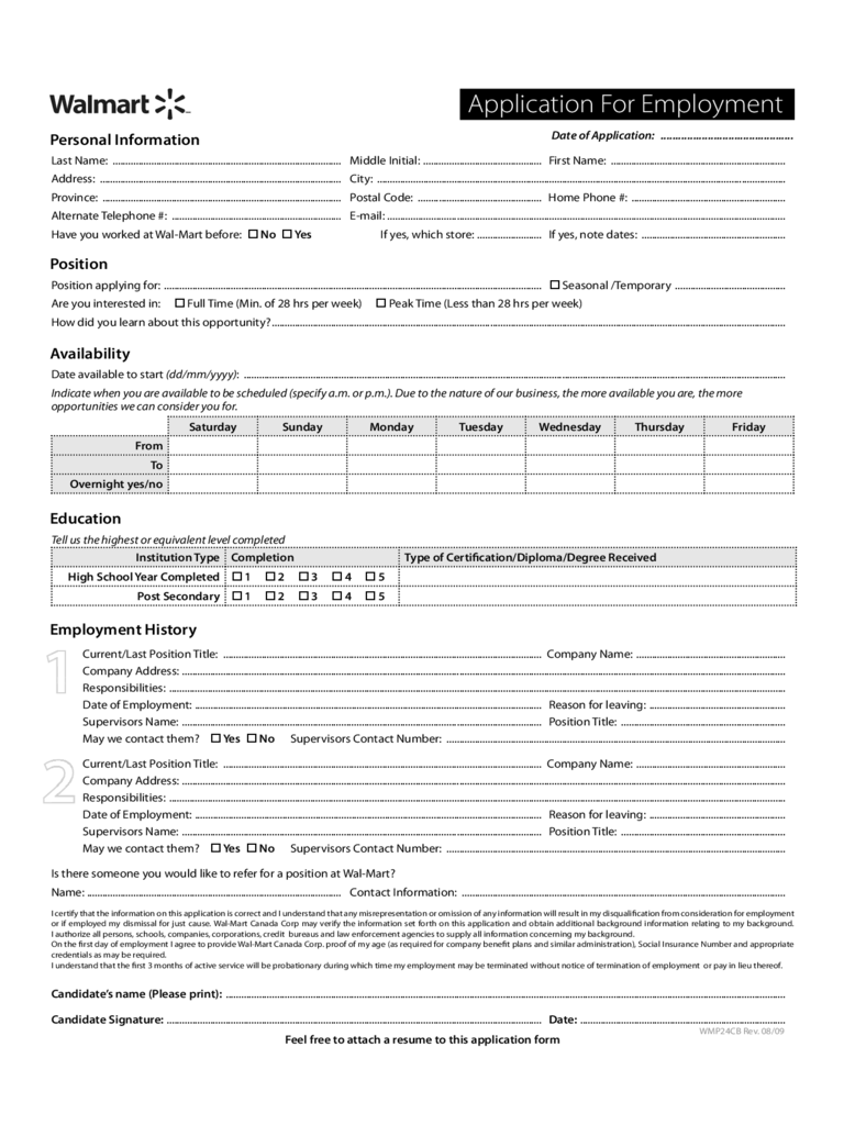 2025 Supermarket and Grocery Job Application Form Fillable, Printable