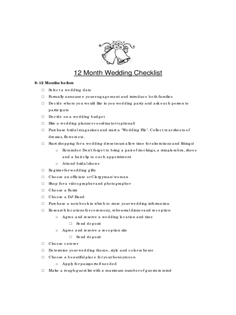 Wedding Checklist Template - Nipissing University