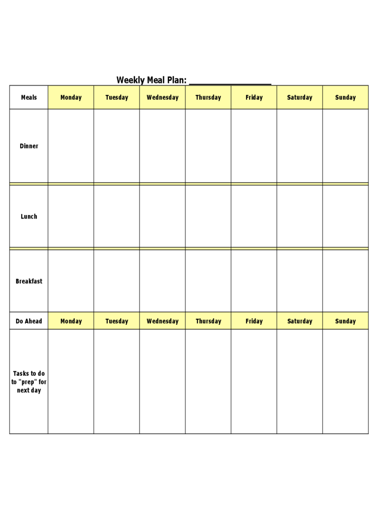 Weekly Meal Plan Template