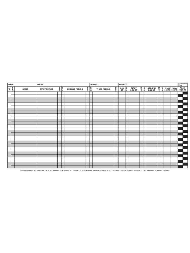 Wrestling Score Sheet Example