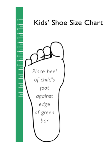 Fillable Shoe Size Chart