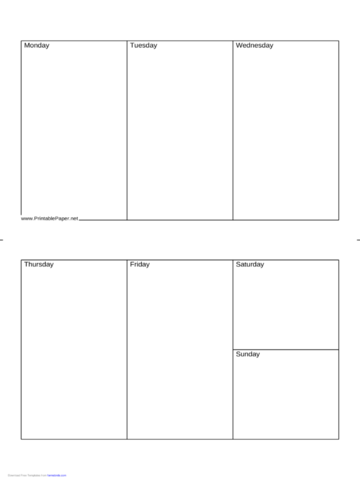 Weekly Calendar (Half-Page, Horizontal) - Edit, Fill, Sign Online ...