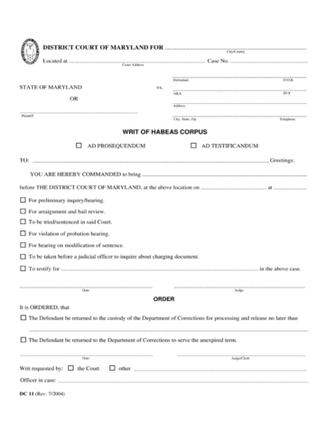 2024 Writ of Habeas Corpus Template - Fillable, Printable PDF & Forms ...