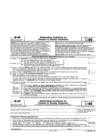 2005 Form W-4P - Edit, Fill, Sign Online | Handypdf