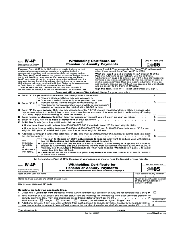 Tax Form W 4p Printable