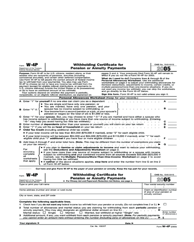 Tax Form W 4p Printable 7182